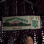 Vintage Arancrafts Ireland Purple Merino Wool Cableknit Sweater Small Photo 3