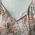 Vintage 70s Peasant Style Short Sleeve Top Keyhole Tie Floral Birds Brown Orange Size L Photo 6
