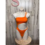Orange Asymmetrical Cutout bodysuit size XSMALL Orange Photo 1