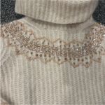 ZARA  Limited Edition wool mohair blend beaded turtleneck sweater in an oatmeal Photo 3