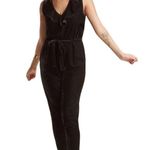 Modcloth Small Ruffled V-Neck Velvet Black Jumpsuit Photo 1