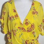 All in Favor  Yellow Floral Mini Wrap Dress NWT Size Medium Yellow Wrap Dress Photo 2