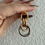 Mixed Metal Round Chain Link Dangle Earrings in Gold & Silver Photo 4