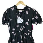 NWT Buddy Love Mini Dress Womens M Black Butterfly Puff Sleeve Tiered Coquette Size M Photo 2