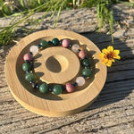 Handmade  Moss Agate + Rose Quartz + Rhodonite + Hematite Bracelet Photo 1