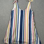 Pants Store Striped Mini Dress Women's Medium Tie Shoulder Scoop Neck Swing Blue Photo 0