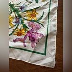 Floral Square Polyester Scarf Cottagecore Vintage Feminine Flower Garden Retro White Photo 3