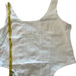 Women's Zip Up Back Asymmetrical Scoop Neck Sleeveless Denim Crop Tank Top White Size L Photo 1