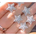 Boutique Sparkling Bling Star Earrings |‎ Simulated Diamond Rhodium 925 Sterling Silver Photo 5