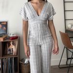 l*space Striped Jumpsuit‎ V-Neck Tie Back Pockets Casual Summer Romper Photo 3
