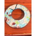 Lot 5 Dichroic Glass Pendants Charms Circle Leaf Blue Green Gold Multicolor Photo 3