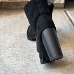 Top Moda Black Sherpa Log Sole Ankle Bootie Photo 3