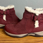 Easy Spirit  Seelk Winter Boot Size 7 Suede Faux Fur Lined Burgandy Red Zip Photo 0