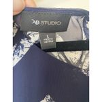 AB Studio AB‎ Studio Blouse Size Large Top Lined Bodice 3/4 Sleeves Blue And Cream Chevron Photo 1