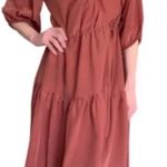 Ophelia Roe Chic Long Sleeve Rust Dress Photo 2