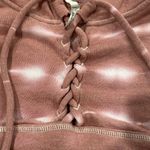 Free People  FP Movement Tie Dye Believer Lace Up Sweatshirt Mauve & White XS Photo 8