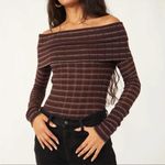Free People brown snow bunny off the shoulder top M Photo 3