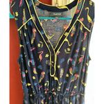 Modcloth Dress Size Medium Navy Blue Cafe Au Soleil Tropical Birds Sleeveless Photo 8