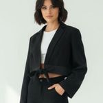 BCBGMAXAZRIA Cropped Tuxedo Blazer Silk Trim Detail Photo 0