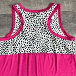 Hemish USA NEW Pink Racerback Tank Women Med M Relaxed Black White Leopard Yoke Photo 4