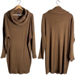 Gap  Ribbed Cowl Neck Sweater Mini Dress Women's Large Brazen Brown Cozy Knit Photo 2