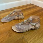 Enzo Angiolini  Rose Gold Crystal T Strap Thong Sandals Sz 8 Photo 2