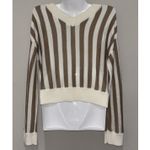 Honey Belle Sweater Womens Med Crop Top Tight Knit Brown & Ivory Photo 8