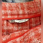 ZARA  Orange & White Tweed Pleated Mini Skirt – Size XS Photo 3