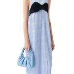 ZARA  Elegant Blue and Black Grecian Crinkle Flowing Pleated Midi Dress Photo 0