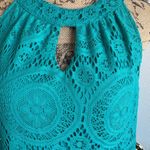 Tacera Turquoise Sleeveless Crochet Dress Photo 1