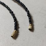 Brown Tan Horn Pendant Necklace Vintage Seed Beaded Strand Barrel Clasp Resin Photo 3