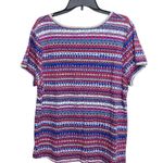 Cuddl Duds  Top Shirt Womens XL Pink Blue Hearts Short Sleeve Henley Casual Photo 3