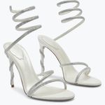 Rene Caovilla Crystal Stripy Sandal Heel Size 35 (Fits US 6 $1,730 worn once Silver Photo 0