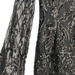 Pretty Little Thing Black Bodycon Long Sleeve Dress Sheer Sleeves Beaded Photo 5