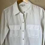 Vince  white cotton silk blend utility long sleeve shirt Photo 4