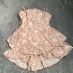 Selfie Leslie  pink floral Alexandria square neckline tie back romper small Photo 0