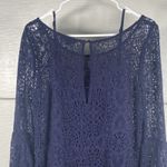 American Eagle  Lace Dress Womens Size Medium Bell Sleeve Cami Midi Blue Crochet Photo 3