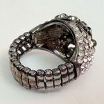 Adjustable Stretchy Bling Rhinestone Black Silver Cocktail Statement Ring Photo 3