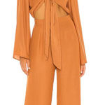 SNDYS Pluto Jumpsuit in Rust Orange Long Sleeve Tie Cut Out Size US 6 Photo 0