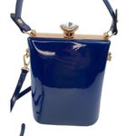 Bolsa Dama Purse Blue Patent Crossbody Rhinestone Clasp Girly Romantic Feminine Photo 4