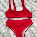 SheIn Vibrant Red Textured Bikini Photo 0