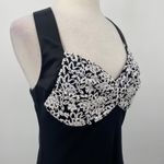 Vintage 90s Cocktail Dress Empire Waist Fit & Flare Lace Floral Black White M Size M Photo 5