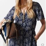 & Other Stories & Other Stories Flutter Sleeve V-Neck Button Front Navy Floral Print Midi Dress Photo 4