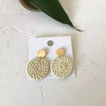 Boho Wooden Woven Bamboo Earrings Gold Photo 1