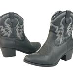 Global Win Black Faux Leather Stitch Embroidered Mid Calf Western Cowboy Boots 8 Photo 4