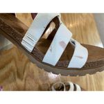 Zodiac Women's 11 White Leather Slip-On Buckle Slingback Chunky Heeled Sandals Photo 4