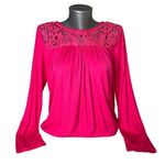 Philosophy Long Sleeve Magenta Pink Blouse Swing Top Lace Crochet Size Small Photo 0