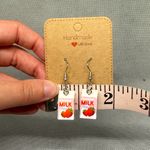 Handmade Strawberry Milk Carton Earrings White Photo 3