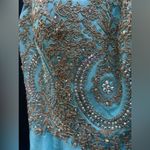 MAY QUEEN WOMEN’S BEADED BATEAU SWEETHEART LONG PROM DRESS AQUA MQ1293 Sz 8 NWT Blue Photo 2