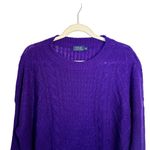 Polo Ralph Lauren Sweater Women's Sz M Purple Cable Knit Pullover Crew Neck Wool Size M Photo 1